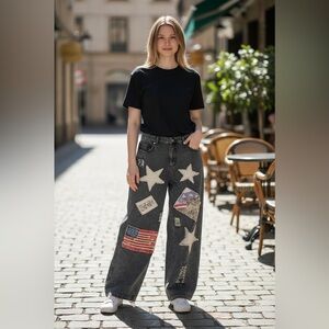 Rare Bird Star-Spangled Wide Leg Pants